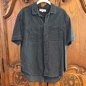 Madewell washed black denim button down shirt- size medium-great condition